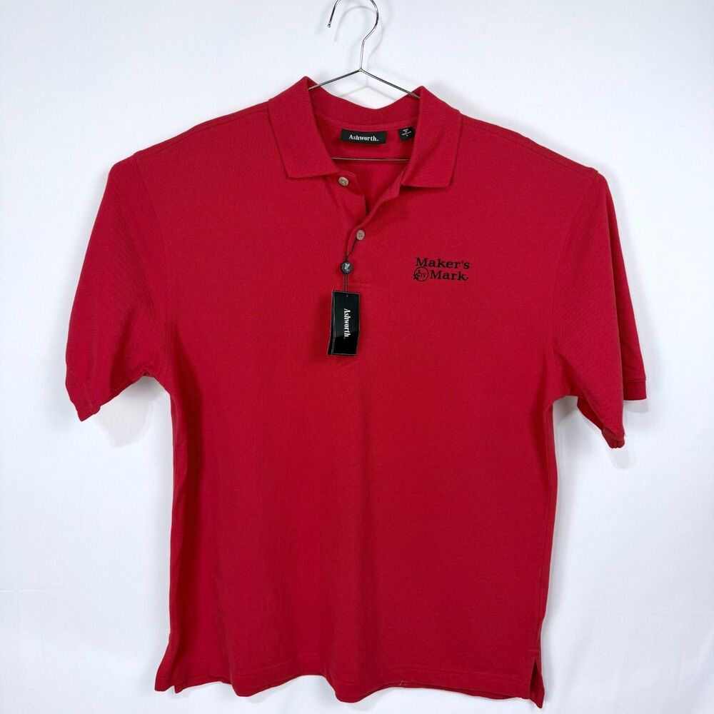 NEW Ashford Makers Mark Red Polo Classic Cotton Short Sleeve Pullover Men's LG